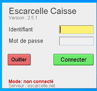 écran de connexion