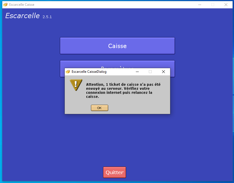 message d’alerte avant de quitter la caisse