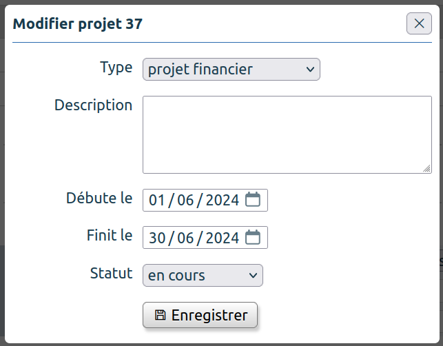 Modifier un projet