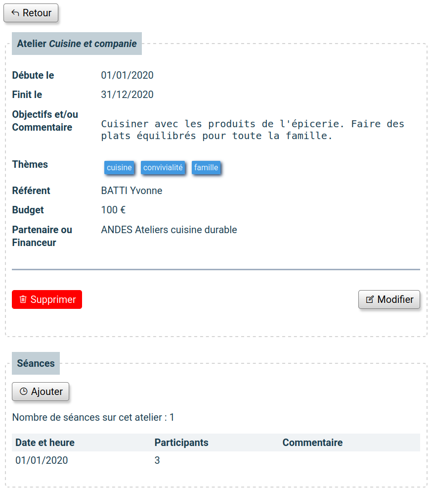 visualisation d'une fiche atelier