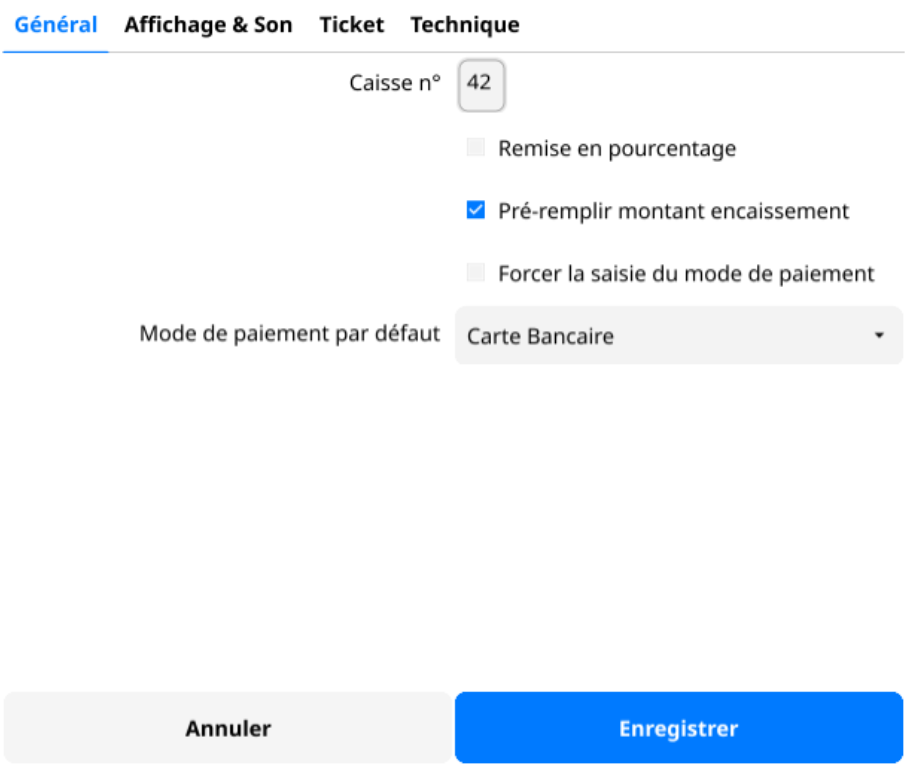 paramétrage général