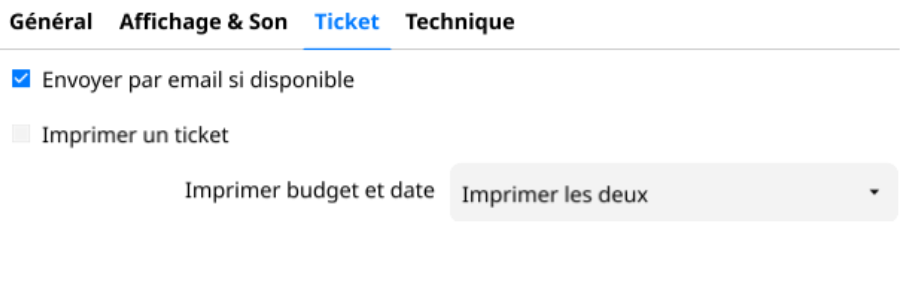 paramétrage des tickets