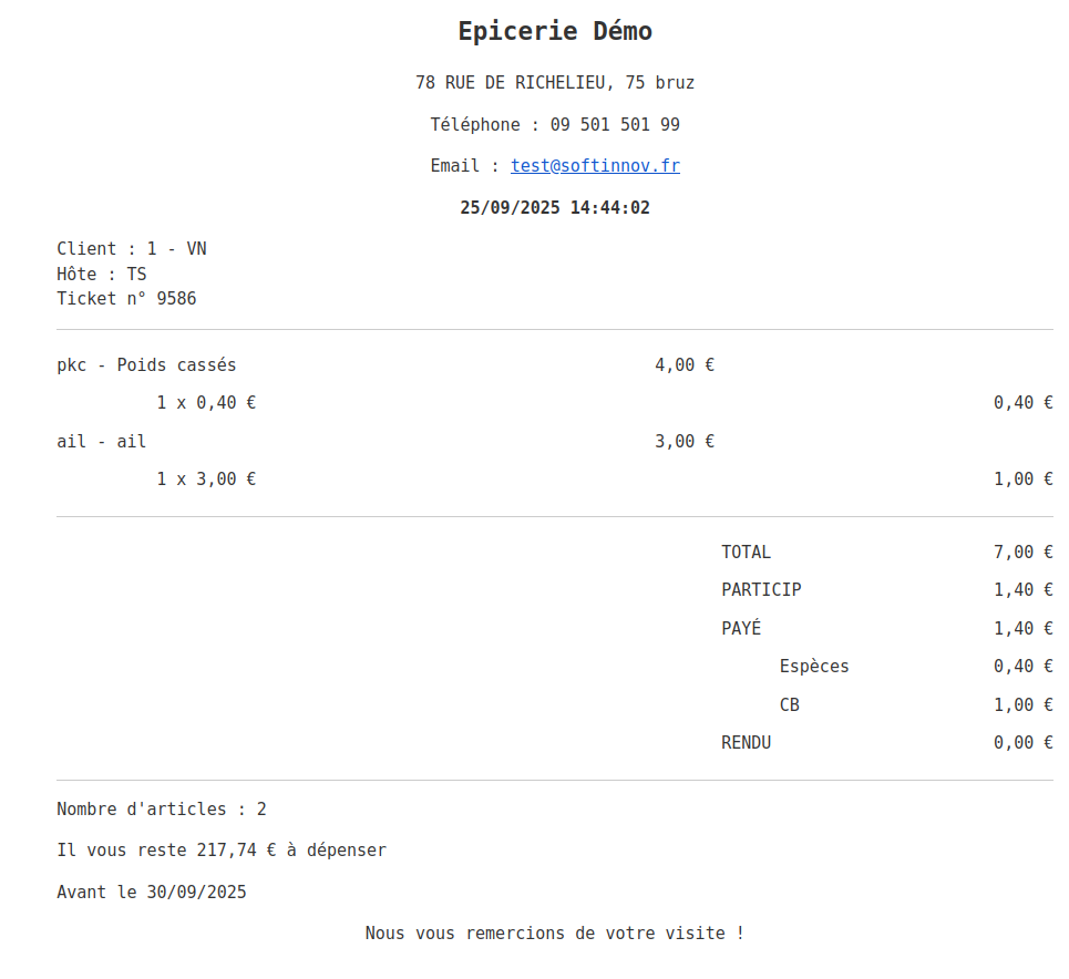 exemple de ticket envoyé par email