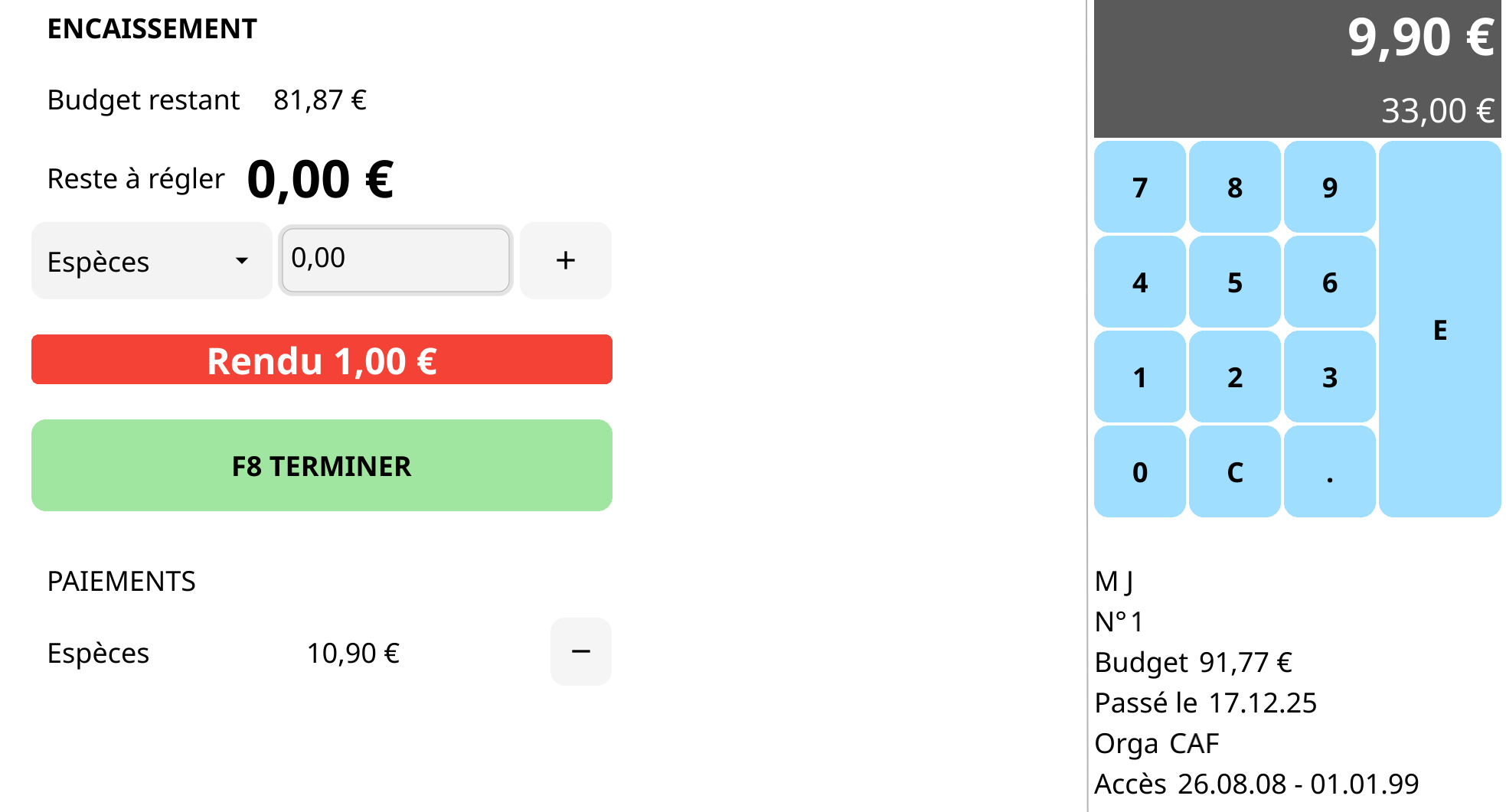 terminer une vente