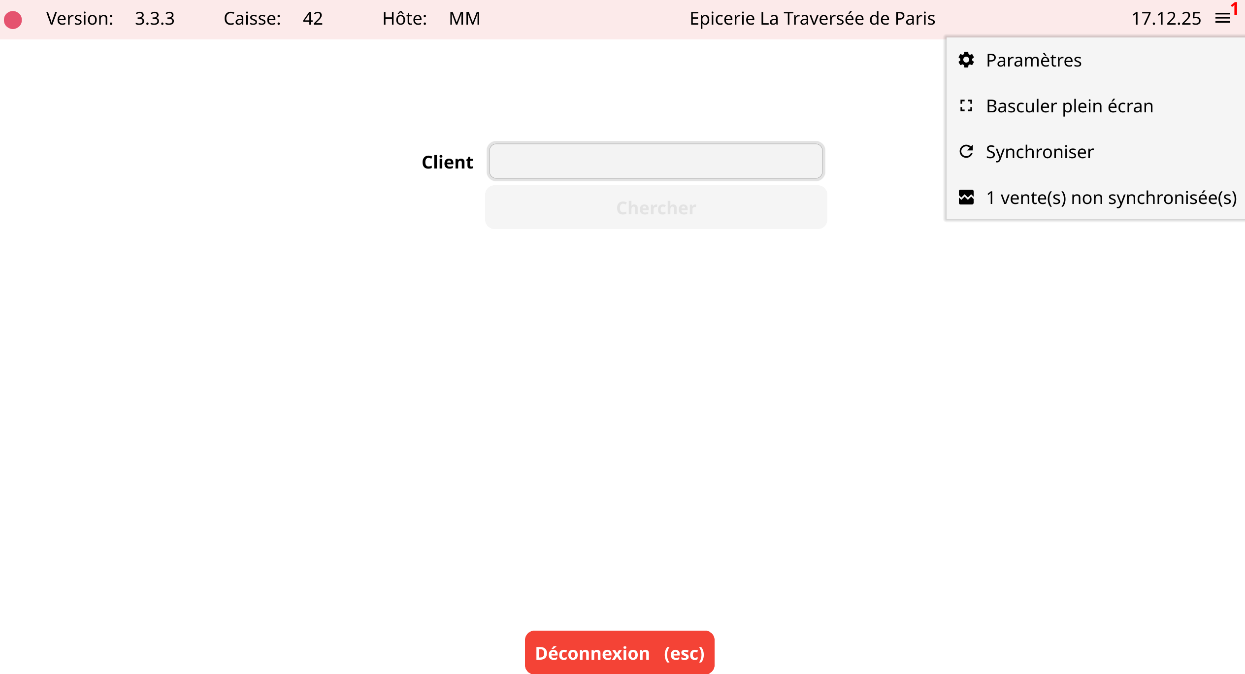 menu synchronisation