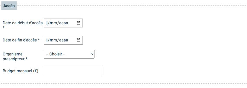 Informations d'accès du client