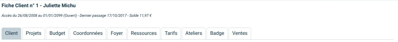 informations générales sur le client