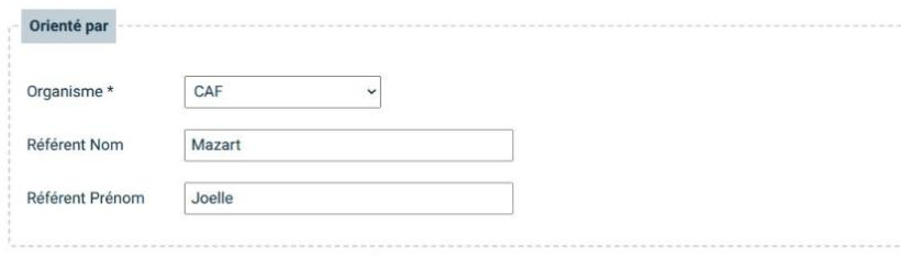 organisme et référent prescripteur