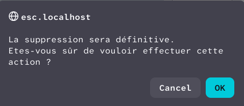 message de confirmation de suppression d'un client