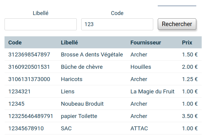 résultats de recherche d'un produit à associer