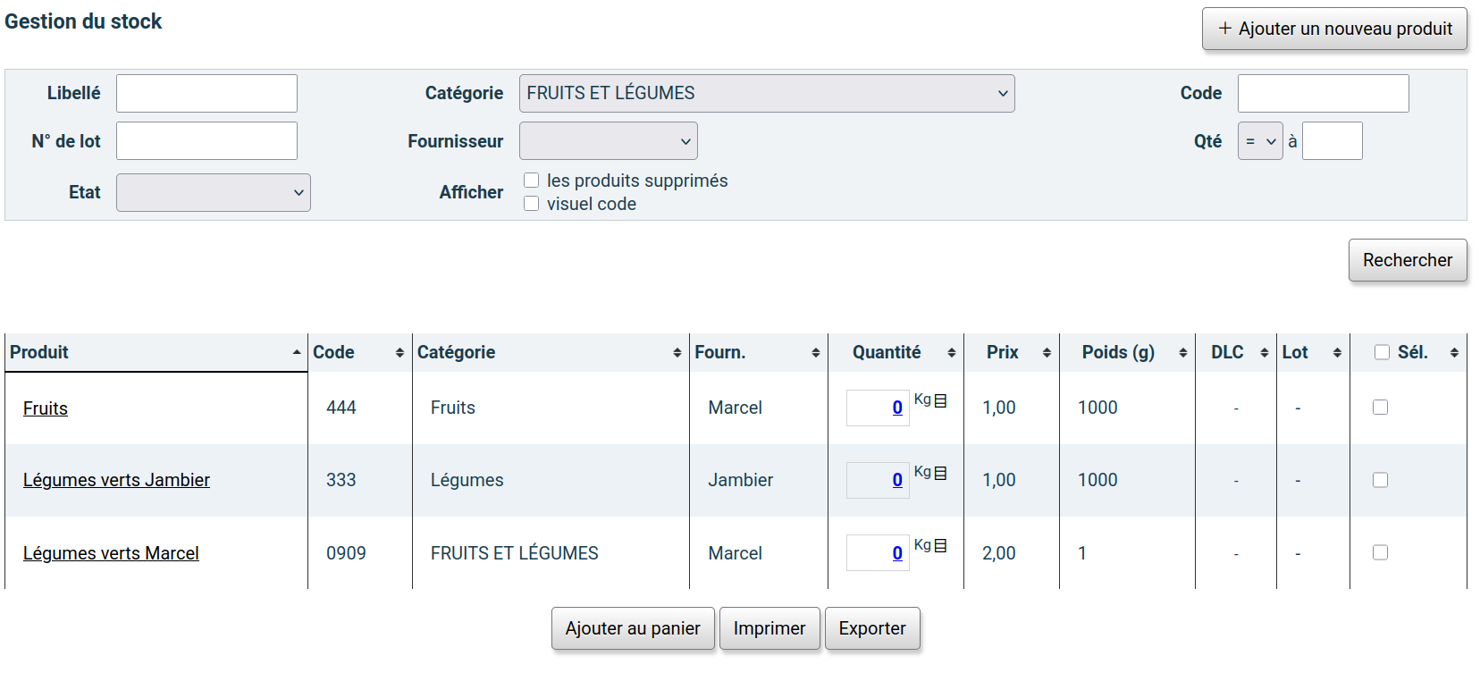 Recherche de produits