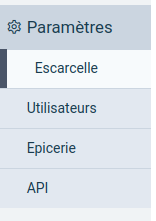menu paramètres