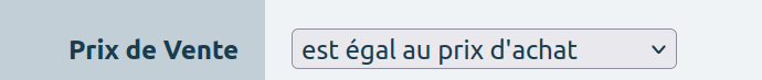 configuration des prix