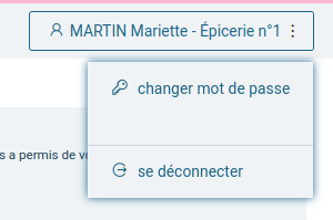 menu pour changer son mot de passe