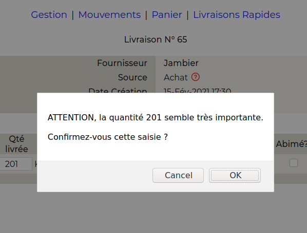 Produits alerte quantité