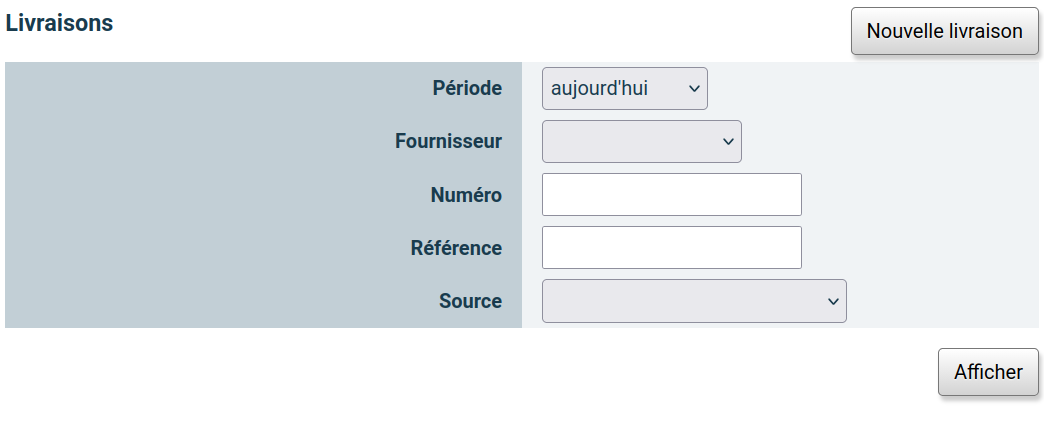 Liste des livraisons