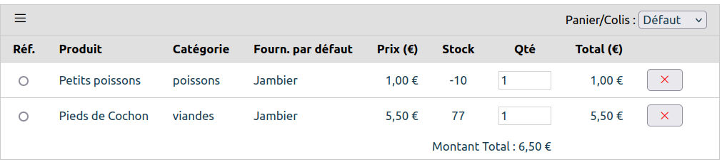 Étape 2 : renseigner les quantités